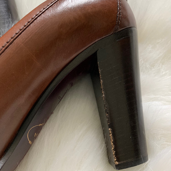 Prada Leather Brown Penny Loafer Pumps - Picture 5 of 8